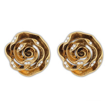 Rose Shape Earrings /Ancient Gold Plated /Diamond Earrings